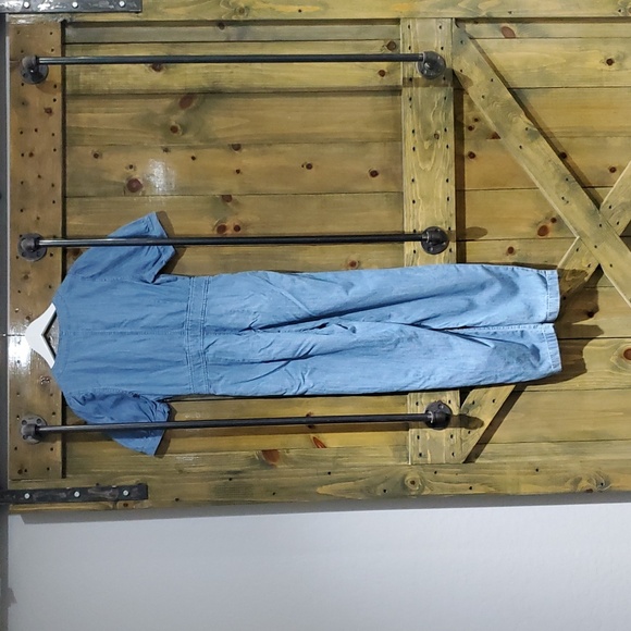 MADEWELL JUMPSUIT BLUE DENIM JEAN ROMPER SIZE 0 CASUAL PLEATS PUFFY SLEEVES - Picture 9 of 9